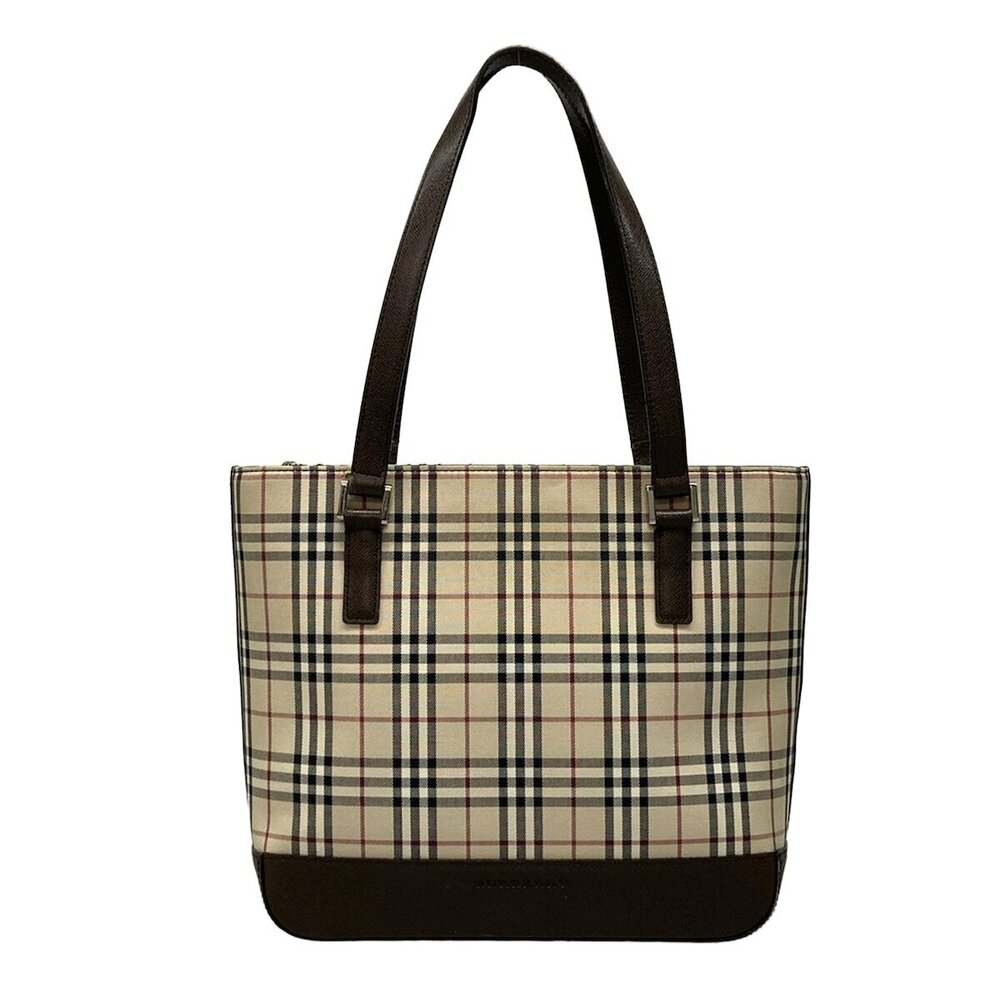BURBERRY Shoulder Bag Check Beige Dark Brown Multi Leather